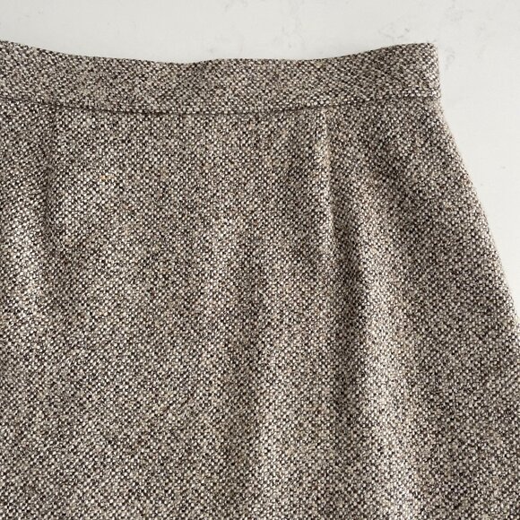 Brooks Brothers Classic Lined Tweed Wool Blend Wrap Skirt Brown Tan Cream Sz 8 - Picture 10 of 15